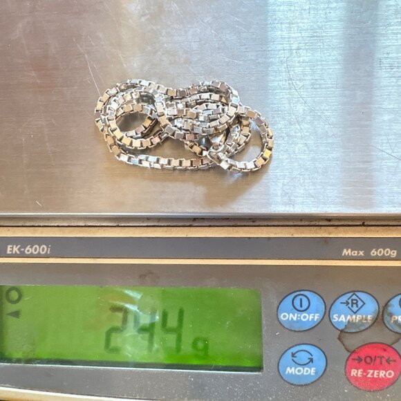 VTG Sterling Silver 925 Box Link Chain Necklace Lobster Clasp Size 17.5" Length - Picture 10 of 10